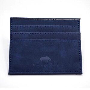 State of Mind Vegan Leather Card Wallet Navy Blue 4" x 3" Suede-Like Feel Sealed